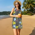 thumbnail image 3 of Naloa Geometric Print Women's Summer Spring Casual Beach Sundress,Vacation Sleeveless Tank Crewneck Loose Dresses, 3 of 7