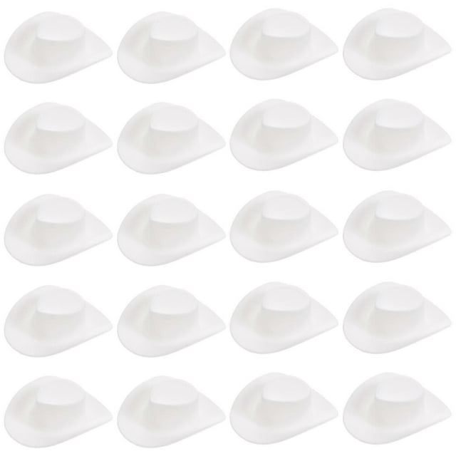 White Mini Cowgirl Hat for Home Decor Made of Plastic 20 Pieces Small Size