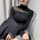 thumbnail image 1 of Women Autumn Lace Mock Neck Fashionable Slim Bottoming Shirt Women Clothes Fashion Hollow Out Long Sleeve Pullover Knittin Tops, 1 of 5