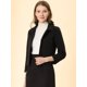 thumbnail image 2 of Women's Elegant Single Breasted Point Collar Short Coat with Pockets Black M, 2 of 6
