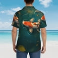 thumbnail image 6 of Balery Koi Pond Lilies Print Men's Hawaiian Shirts Short Sleeve Beach Shirt Relaxed Fit Vacation Button Down Shirts-3X-Large, 6 of 9