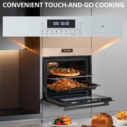 JustSmart 24 Built-In Steam Oven, Stainless Steel Touch Control, 2.5 Cu.Ft Convection Wall Oven, 3000W 240V 8 Functions, Silver