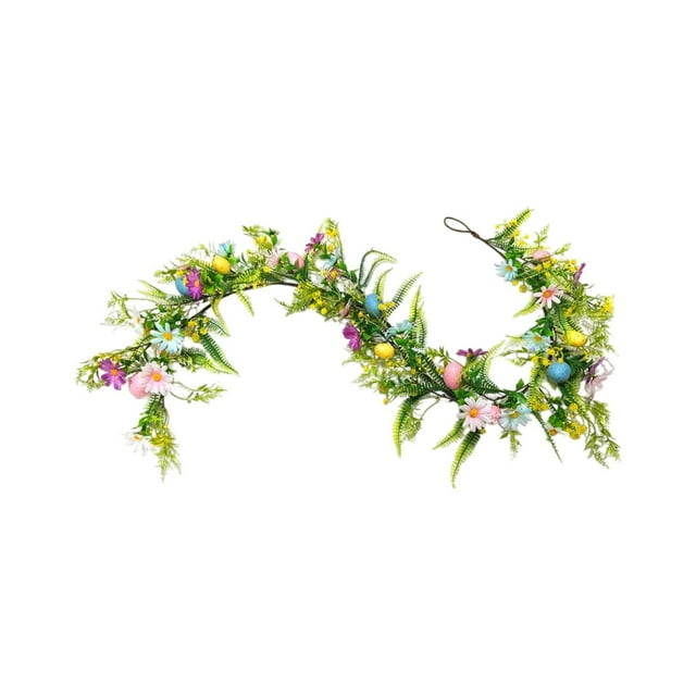 Decoración de Pascua multifuncional: esta colorida corona está equipada con huevos de Pascua y enredaderas, adecuada para cualquier decoración con temática de Pascua, agregando un ambiente festivo a c