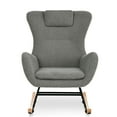 thumbnail image 4 of Rocking Chair Nursery, Teddy Upholstered Glider Rocking Accent Chair with Pockets & Adjustable Soft Cushion, Nursery Rocker Armchair, Comfy Reading Chair for Bedroom Baby Room and Living Room, Gray, 4 of 9