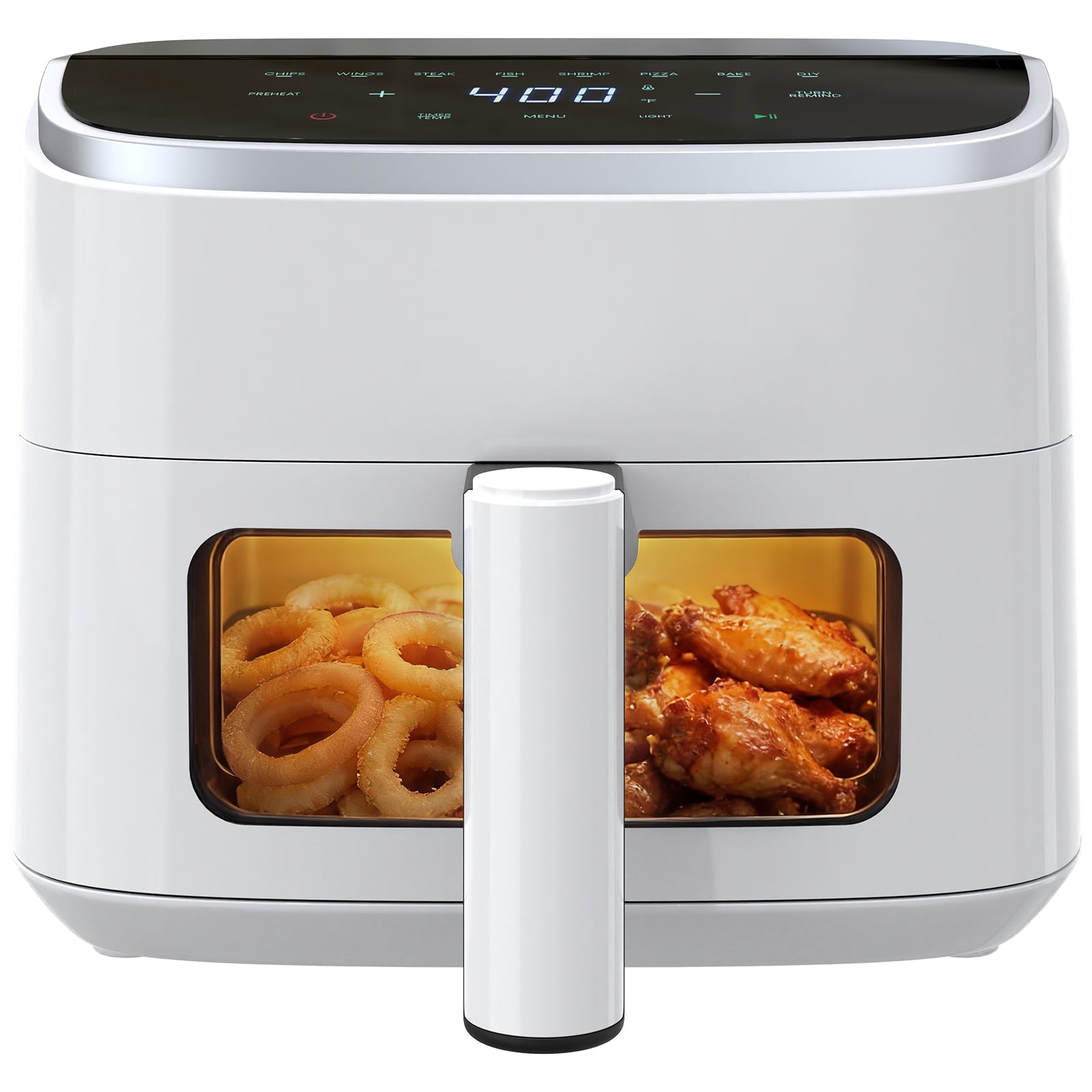 JIOABL 4 Qt Compact Air Fryer, 4-in-1 Air Fry Bake Roast Reheat, Dishwasher-Safe, White
