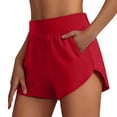 thumbnail image 2 of Felirenzacia Women's Athletic Shorts with Zip Pockets Inclusive Yoga Short Pants for Jogging Tennis Red,L, 2 of 9