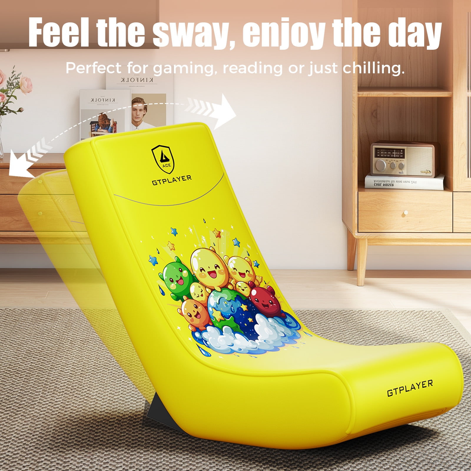 GTPLAYER Floor Rocker Gaming Chair，Yellow
