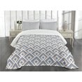 thumbnail image 3 of Ambesonne Geometric Quilted Bedspread Set 3 Pcs, Modern Nested Squares, Queen Size, Dried Rose Slate Blue, 3 of 5