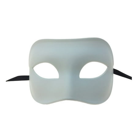 KBW Venetian White Plastic Eye Masquerade Costume Mask, Mardi Gras Domino Formal Phantom One Size Dress Up Halloween Costume Accessory Novelty Costume Accessories