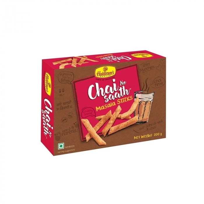 Haldiram Masala Sticks 200g, Masala-coated crunchy chickpea flour sticks, 200g pack.