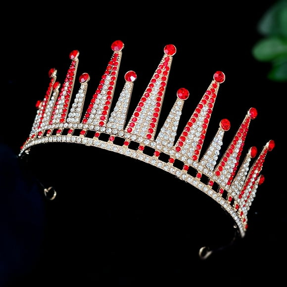 BRIGHTFUFU Crown for Girls Royal Tiara 1Pcs Zinc Alloy Red Party Accessory for Special Events