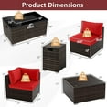thumbnail image 3 of Costway 7 PCS Patio Furniture Set 40,000 BTU Gas Fire Pit Table Propane Tank Cover Table Mix Brown + Red, 3 of 10
