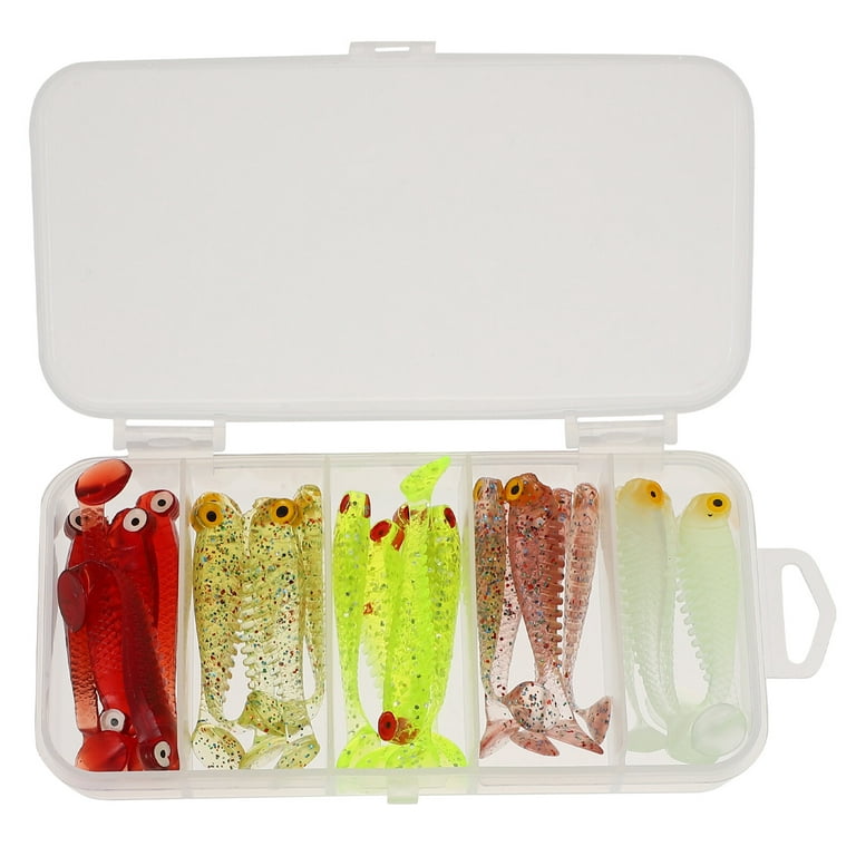 30Pcs Supple Plastic Fishing Lures Vivid Lures for Pike Perch Trout with Box  (Assorted Color) 