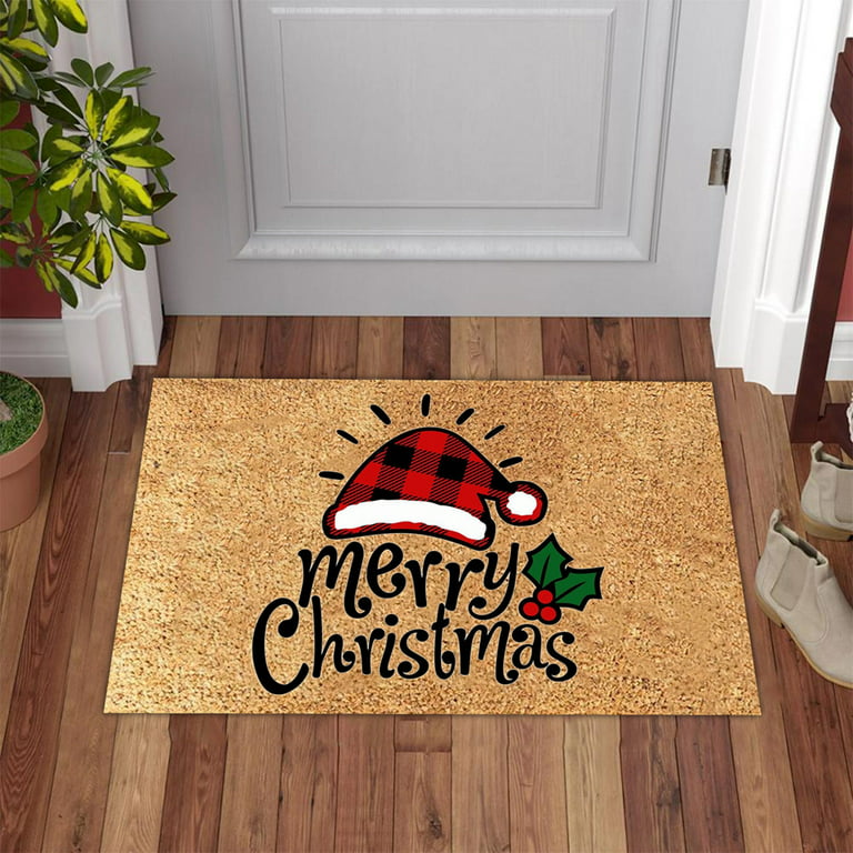 Christmas Doormat for Winter Merry Christmas Door Mat Indoor Outdoor Entrance Doormat Non Slip Rubber Backing Door Mat Funny Christmas Decorative