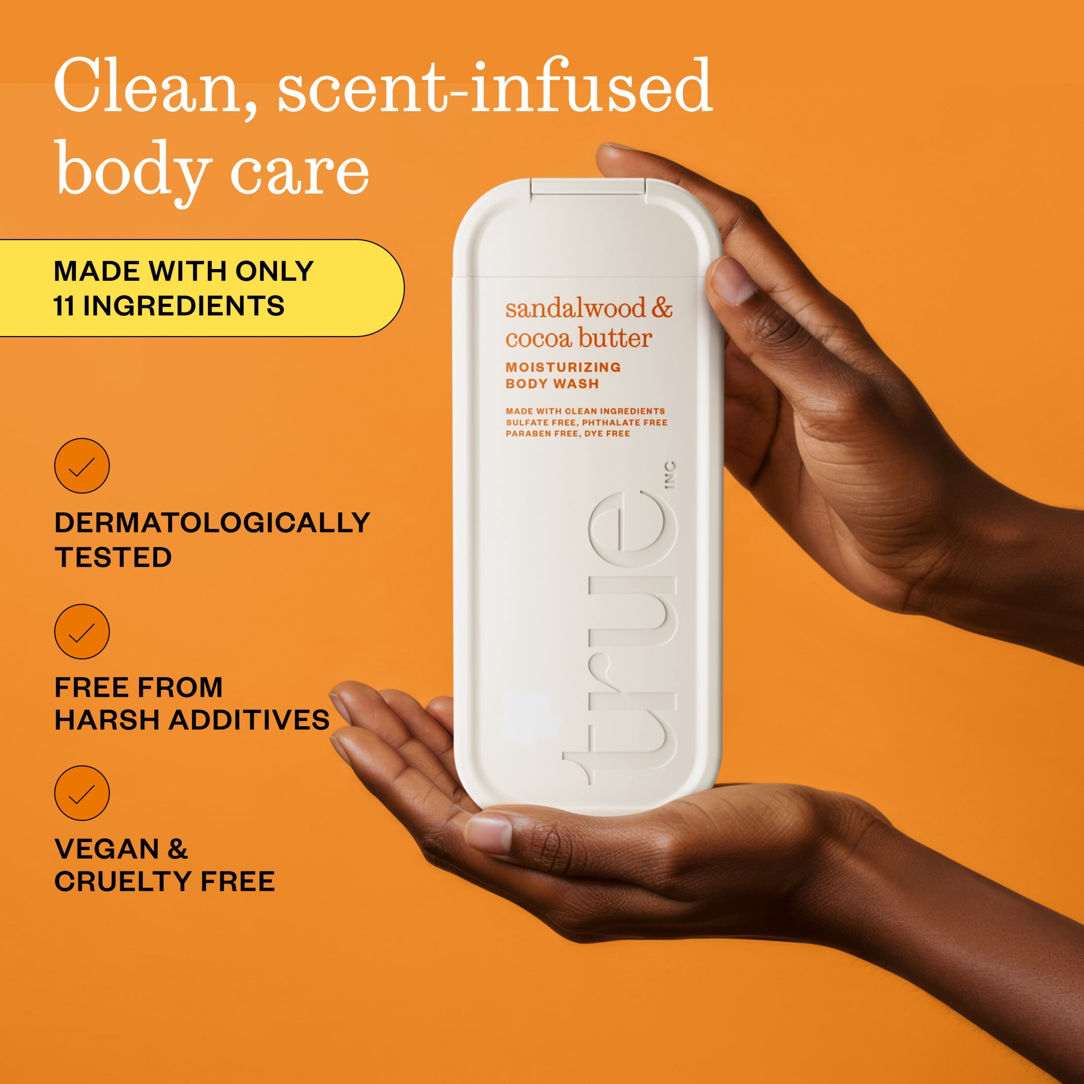 True Sandalwood & Cocoa Body Wash, Sulfate-Free, Moisturizing and Hydrating Formula for Women & Men, 18 fl oz