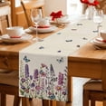 thumbnail image 5 of Purple Flowers Table Runner - 60 Inch Long Spring Butterflies Lavender Daisy Beige Cotton and Linen Blended Dress Scarves Farmhouse Table Runner for Kitchen Dining, Coffee Table, 13" x 60", 5 of 8