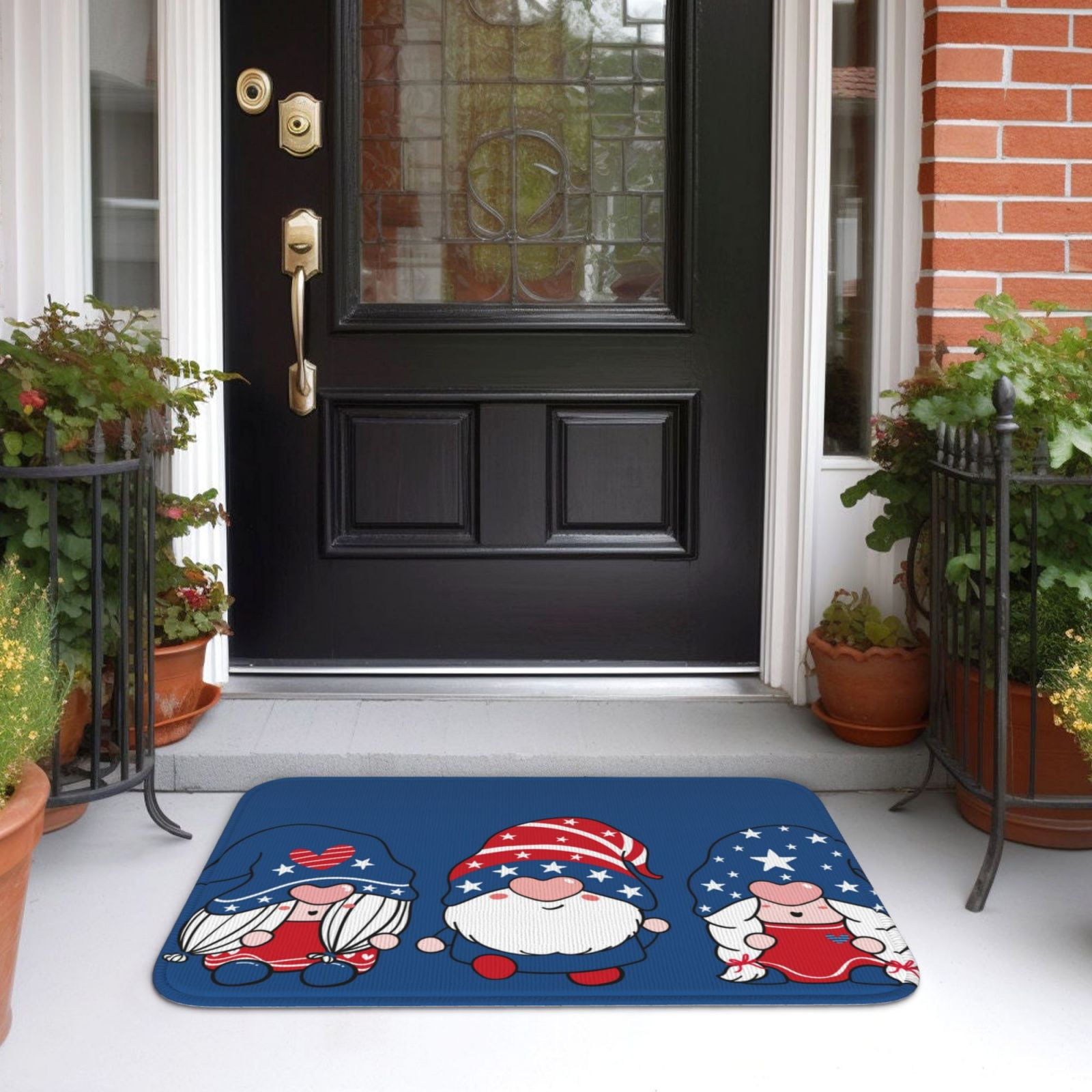 Vsdgher Three Gnome Independence Day Hem Mat 40x60 - Multipurpose Doormat for Indoor & Outdoor Use - Welcome Your Guests with our Entrance Mat