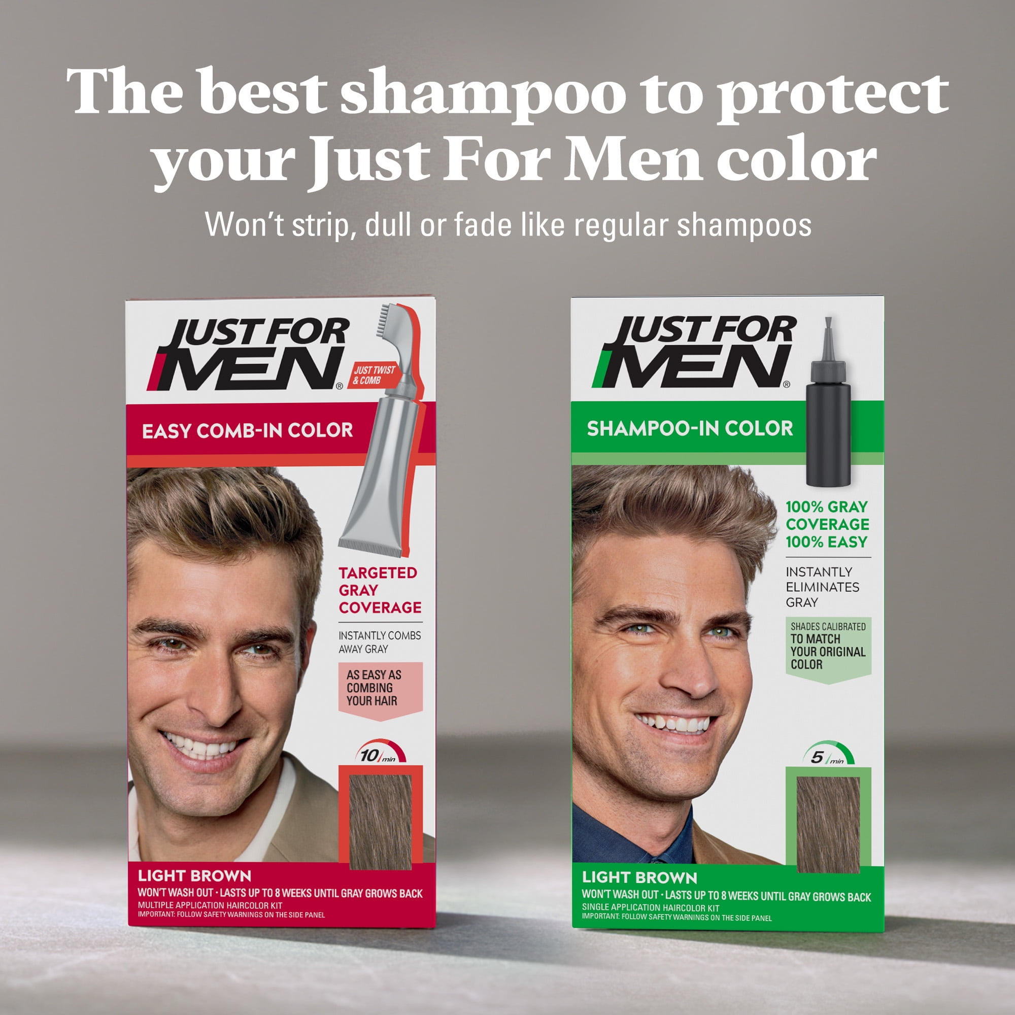 Just For Men Color Preserve & Strengthen Shampoo - 8 oz, Light Shade