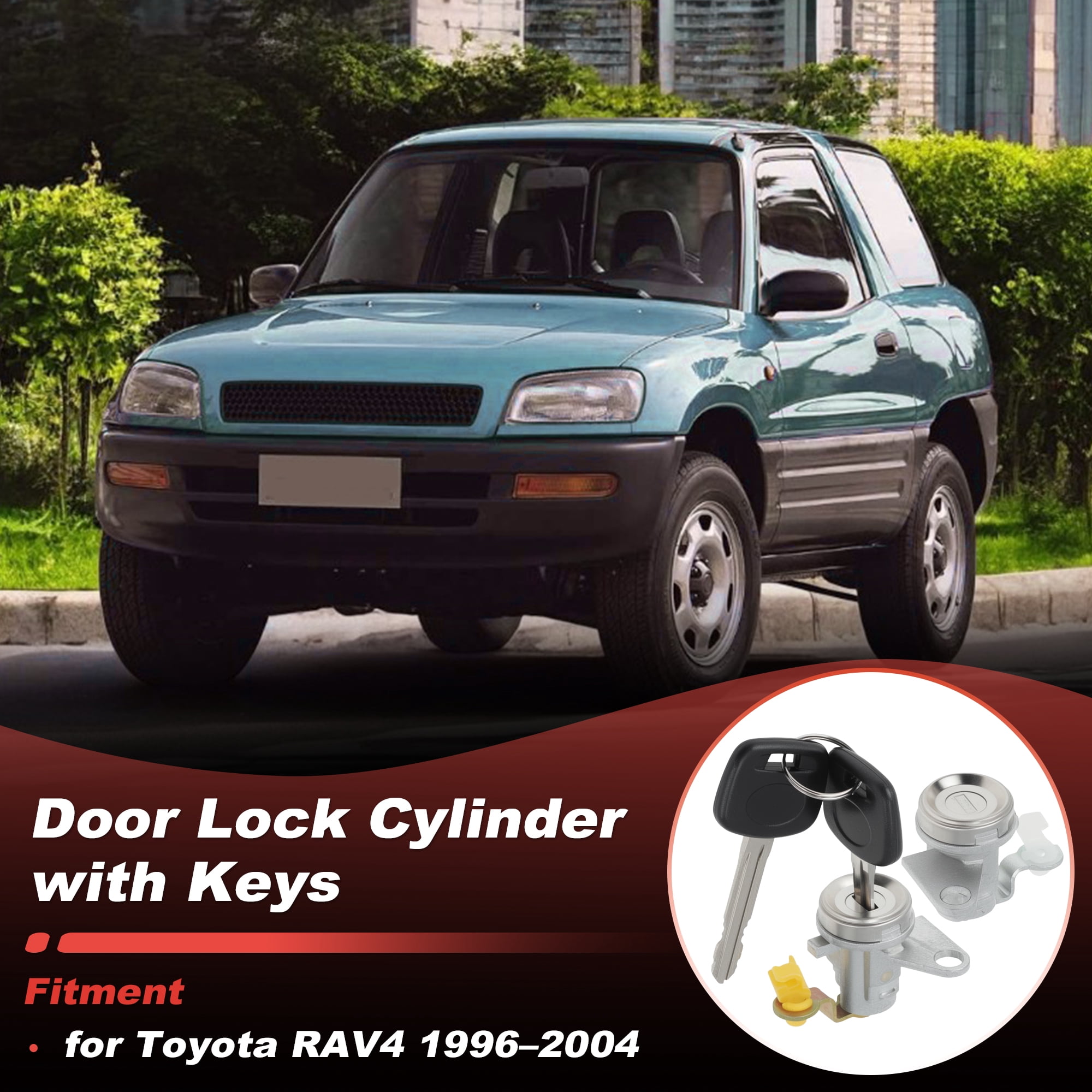 Unique Bargains Durable Door Lock Cylinder Set 69051-42050 for Toyota RAV4 1996-2004