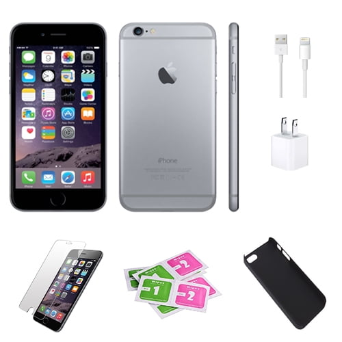 Apple Iphone 6 Plus 64gb Space Gray Bundle Case Tempered Glass Refurbished Walmart Com Walmart Com