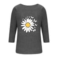 thumbnail image 3 of Maplenight T Shirts for Women Ribbed Knit 3/4 Sleeve Shirts Casual Crewneck Floral Graphic Tee Tops Fall Tunic Blouses, 3 of 5