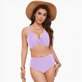 thumbnail image 3 of KPOPLK Bathing Suits for Women High Waisted Bikini Sets Two Piece Swimsuits Solid Bikini Swimwear(S,Light Purple), 3 of 9