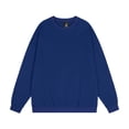 thumbnail image 5 of Women's Solid Color Round Neck Drop Shoulder Long Sleeve Loose Fit Casual Sweatshirt Top Fall and Winter Fashion Winter Clothes,Dark Blue,Size 2XL, 5 of 5