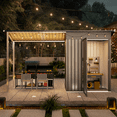 thumbnail image 6 of YODOLLA Outdoor Open-Sided Storage Shed, 3x5 Sheds & Outdoor Storage with 15 Sq. Ft Covered, 5x3 Small 2-in-1 Tool Shed with Attached Hardtop Metal Pergola Gazebo, 6 of 7