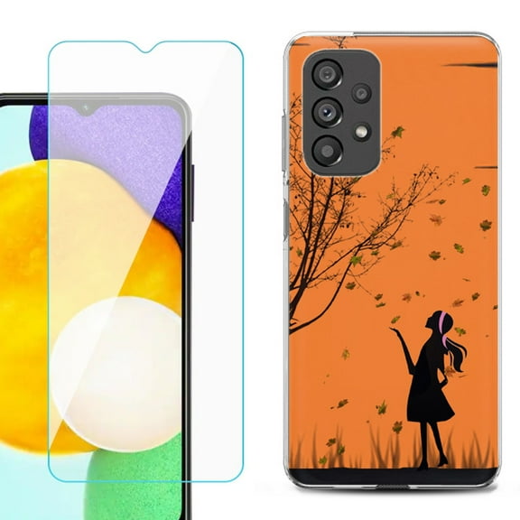 Slim-Fit Gel TPU Phone Case for Samsung Galaxy A23 5G, with Tempered Glass Screen Protector, by OneToughShield ® - Autumn Leaf