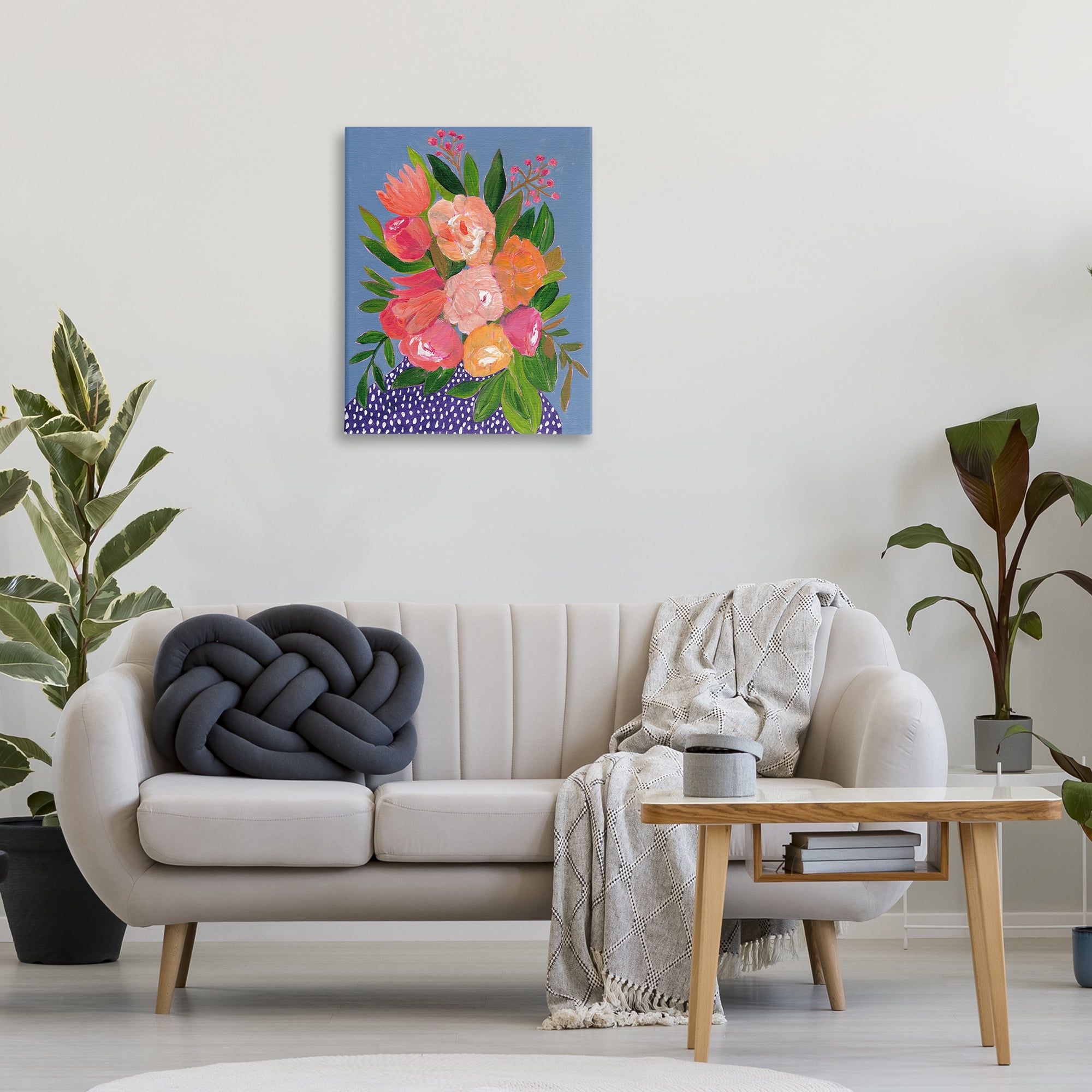 Stupell Industries Modern Speckled Flower Vase Plants & Flowers Painting Wrapped Canvas Art Print Wall Art, 24 x 30