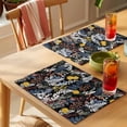 thumbnail image 4 of Wildflowers Blossom Placemats Set of 8 Black Spring Garden Botanical Floral Place Mats Indoor Wipeable Table Mats Washable Cloth Dining Table Placemats for Kitchen Holiday Party Home Decor 13x19 Inch, 4 of 9
