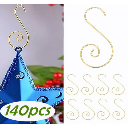 Ornament Hooks Christmas Ornament Hangers for Ball Tree Decorations Metal Hooks Xmas Decoration S Hooks 140PCS Gold