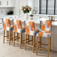 thumbnail image 3 of Burnt Orange Grey Oil Painting Bar Stool Cover Set of 2, Abstract Modern Geometric Stretch Bar Chair Cover, Removable Washable Pub Counter Stool Chair Slipcover for Kitchen Dining Room Pub Cafe, 3 of 9