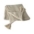 thumbnail image 2 of LR Home Beige Solid Cotton Lightweight Throw Blanket, 50" x 60", 2 of 10