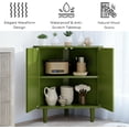 thumbnail image 6 of Fluted Floor Corner Kitchen Cabinet, Wooden Freestanding Cabinets Organizer with Door, Side Storage Organizer for Living Room, Dining Room, Bathroom Green, 6 of 16