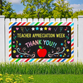 thumbnail image 5 of Colorful Chalkboard Style Banner with Hearts Stars Music Notes and Apple Element for Teacher Appreciation Week Thank You Banner Party Decorations Backdrop Photography Props Classroom Decor, 5 of 7