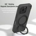 thumbnail image 2 of for iPhone 16 Pro EVA Case with Aluminum Alloy Magnetic Invisible Ring Stand [Compatible with MagSafe] [Military Drop Protection] Shockproof Anti-Slip Scratch Resistant Cover, Black, 2 of 9