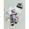 thumbnail image 3 of Bagilaanoe 3pcs Newborn Baby Girl Boy Long Pants Set Letter Print Long Sleeve Romper Tops + Leggings + Hat 3M 6M 12M 18M Infant Fall Casual Clothes, 3 of 8