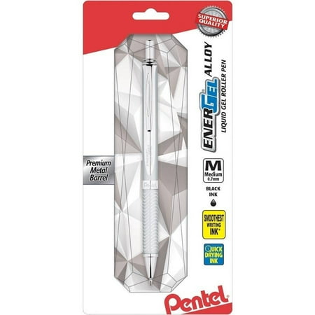 Metal Silver Ink - EnerGel Premium Liquid Gel Pen, .7mm Black Ink, 1pk, Silver Barrel