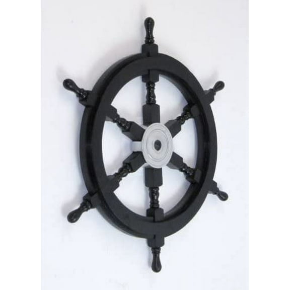 Nagina International Pirate Ship Wheel 24" - Wood Metal Hub - Nautical Décor