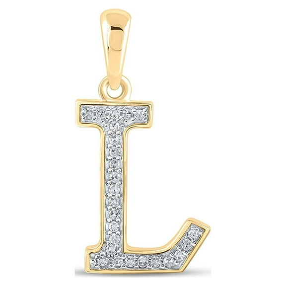 10kt Yellow Gold Womens Round Diamond Initial L Letter Pendant 1/12 Cttw