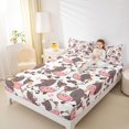 thumbnail image 4 of jejeloiu Cute Cartoon Cow Twin Sheet Sets,Kawaii Milk Cattle Twin Fitted Sheet,Pink Gray White Flat Sheet For Girl Teens,Luxury Bedroom Decor,3 Pieces, 4 of 7