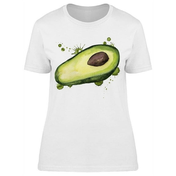 Half Watercolor Avocado T-Shirt Women -Image by Shutterstock, Female x-Large