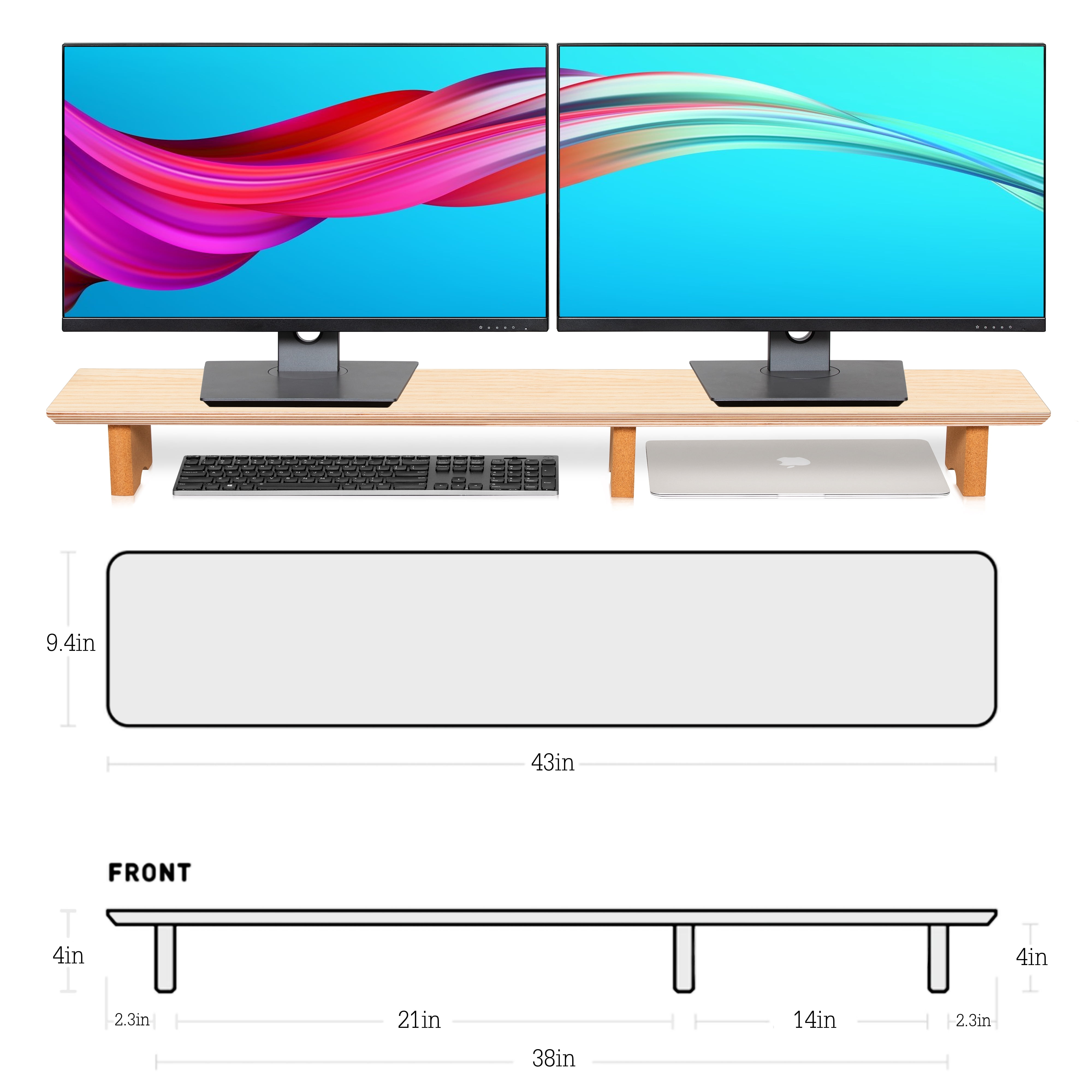 Aothia Monitor Stand,Wooden Riser Supports Laptop Computer/TV(Oak)