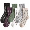 thumbnail image 5 of 6 Pair Women's Autumn Calf Socks with Floral Print Warm Cotton Socks Winter Autumn Supply, 5 of 5