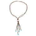 thumbnail image 2 of Bohemian Turquoise Pendant Long Choker Suede Choker Necklace with Vintage Turquoise Statement Dangle Earrings Jewelry Accessories for Women, 2 of 8