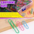 thumbnail image 3 of shiyou-450Pcs 1.1/1.3/2 Inch Coloured Paper Clips Assorted Sizes Small, Medium and Large, Coated Metal Paper Clips Reusable Big Paper Clips Ideal for Office School Document Organizing, 3 of 4