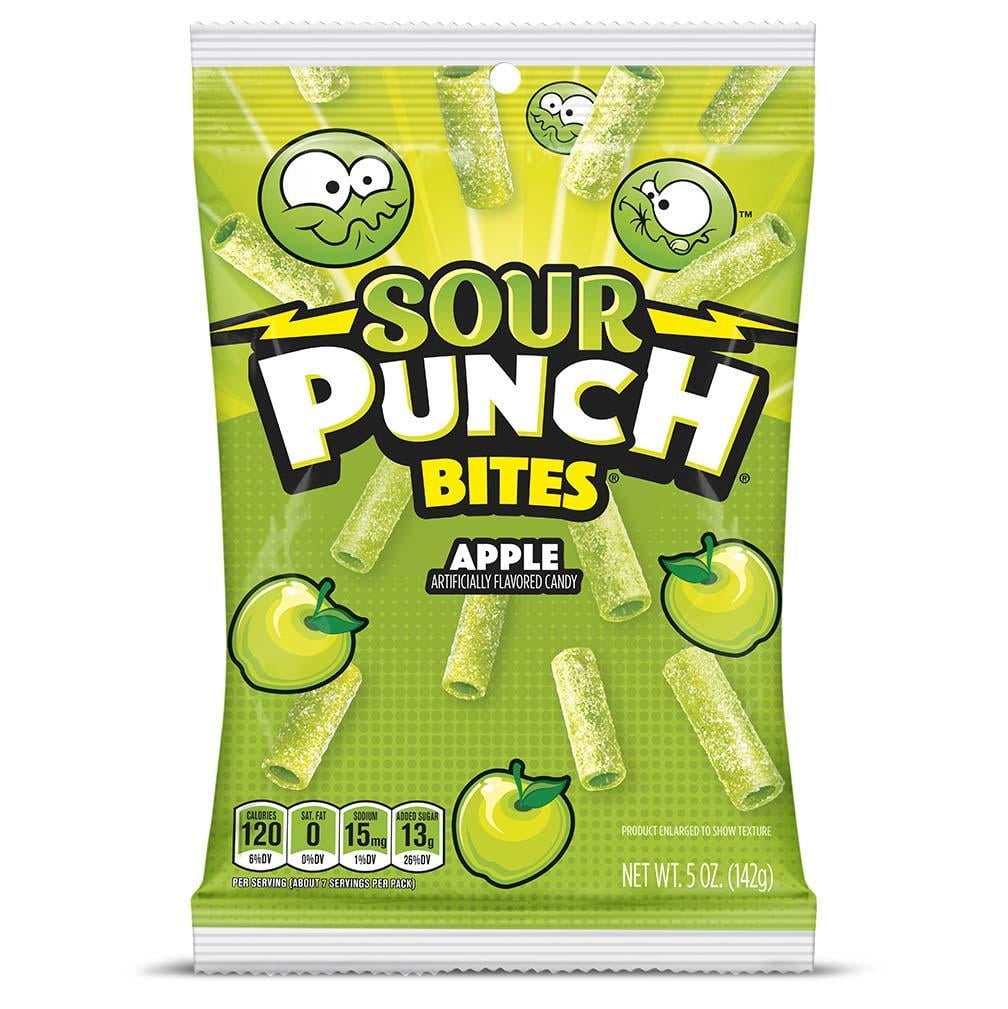 Sour Punch Bites, Sour Green Apple Candy, 5oz Bag 12 Pack