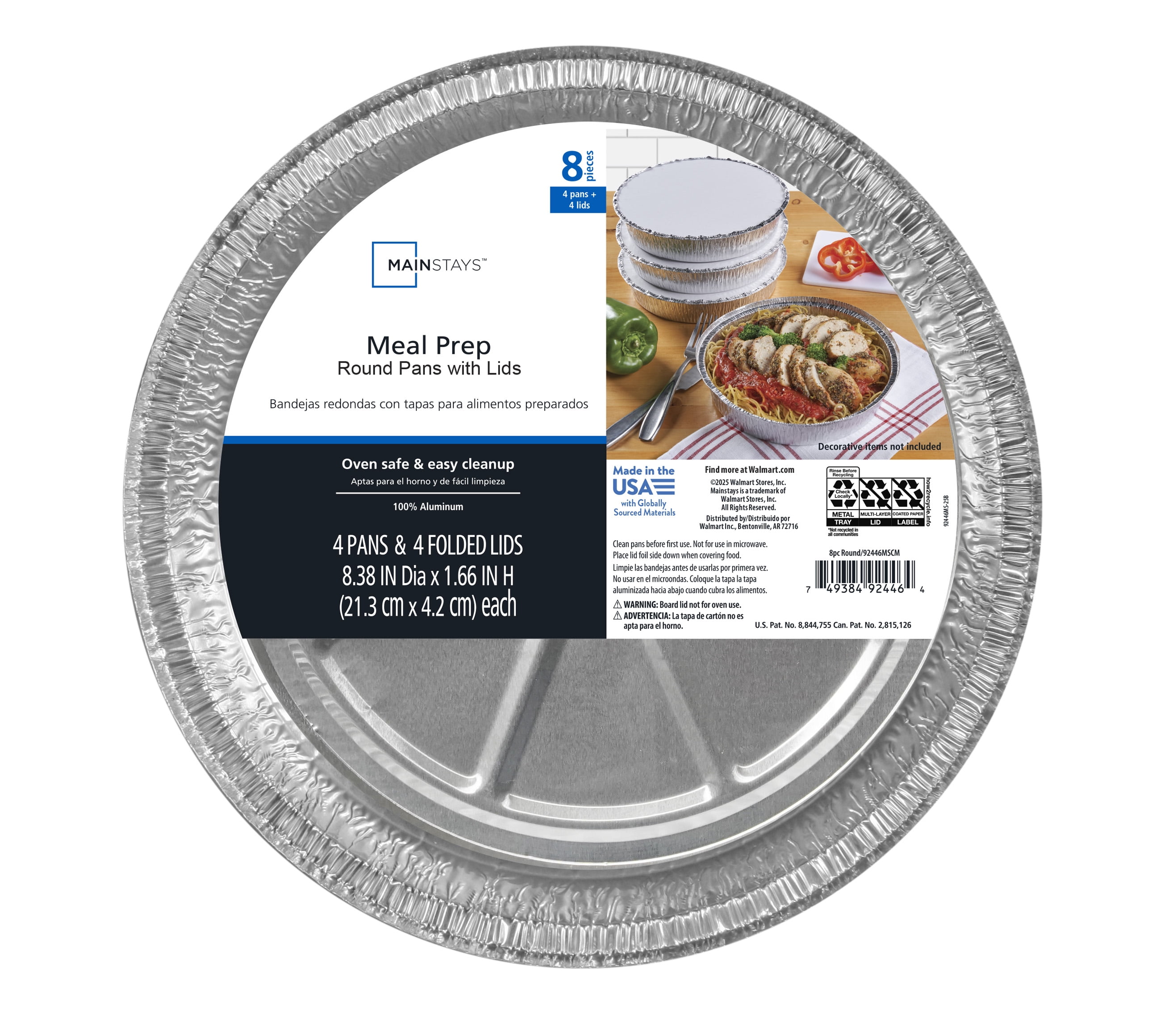 Mainstays 9" Aluminum Round Cake Pans with Folded Lids, 4 Count,