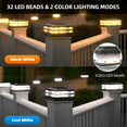 thumbnail image 6 of [2 Pack] 4x4 Solar Post Cap Lights Outdoor Waterproof Fence Deck Post Lights with High-Brightness LEDs, Dual Light Modes Warm & Cool White. (Balck,2), 6 of 7